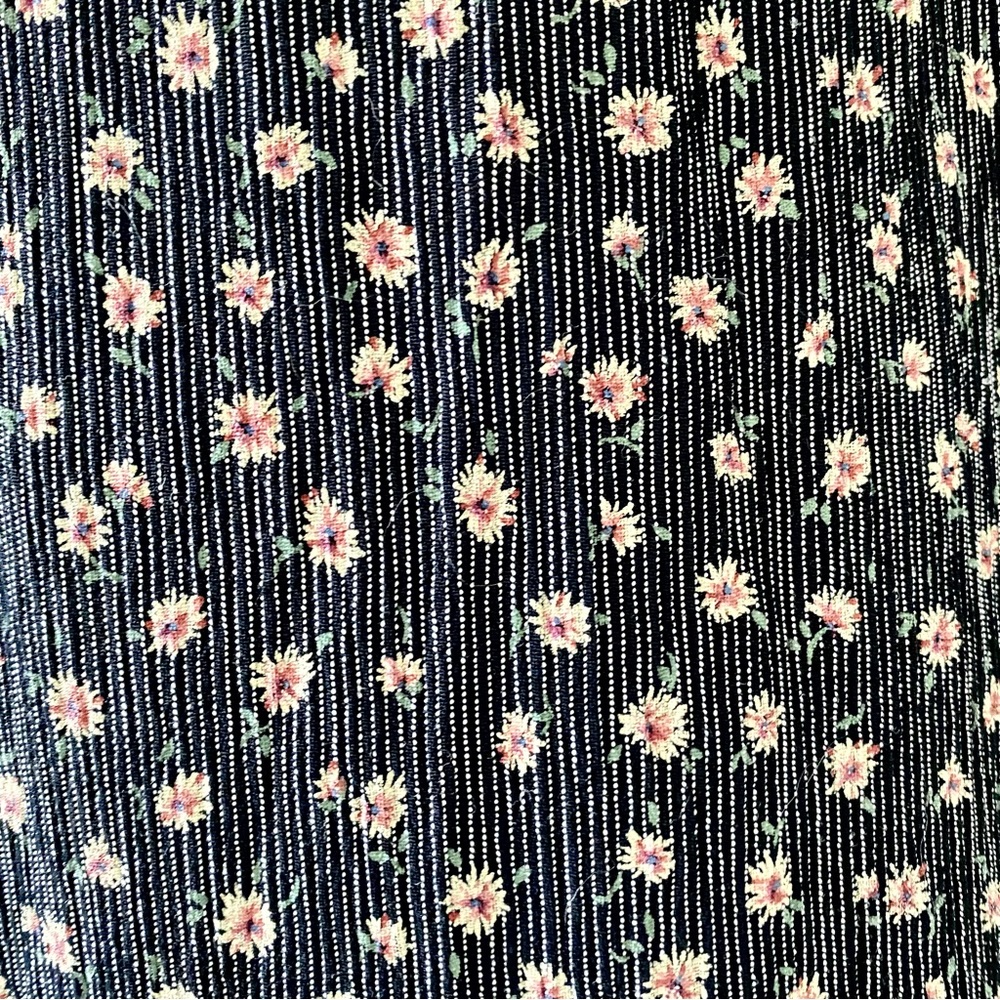 VTG 90's Dainty Grunge Twee Short Sleeve Velvet Heat Printed Daisy Midi Dress - Picture 11 of 11